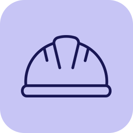 Purple construction hat icon